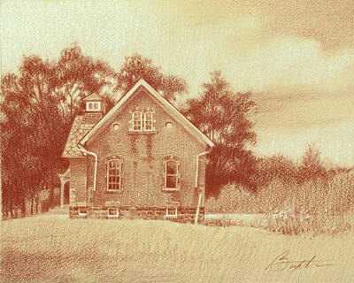 Old Farm House Drawings Art Prints