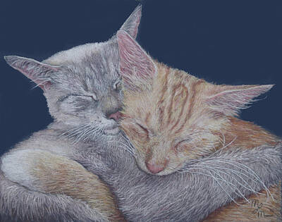  Drawing - Cuddling Kitties by Meredith Moss