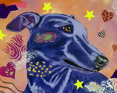  Painting - Whippet in the Stars by Kate Benzin