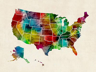 United States Map Designs Wall Art