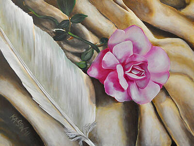  Painting - Feather and Rose by Ka-Son Reeves