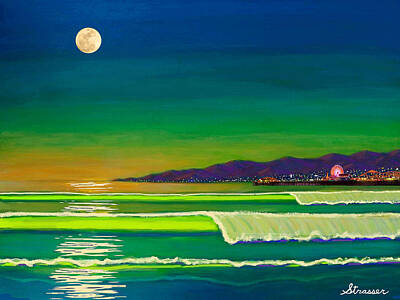  Painting - Full Moon on Venice Beach by Frank Strasser