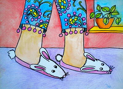 Funny Bunny Slippers Art