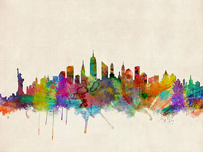 Watercolor City Skylines Wall Art