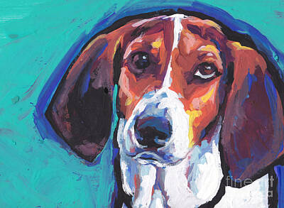 Abstract Watercolor Painting Treeing Walker Coonhound Art Print Wall Decor