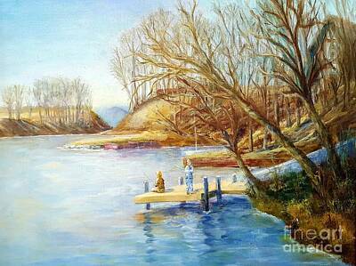  Painting - Autumn Fishing at the Lake by Dorothy Weichenthal