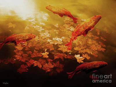 Fallen Leaf On Water Mixed Media Art Prints