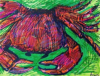  Drawing - Cody's Critters - Crabby by George Frayne