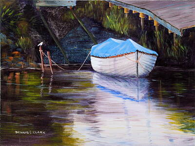  Painting - Moored Rowing Boat by Dennis Clark