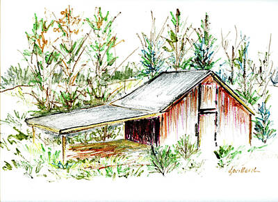  Drawing - Old Tobacco Barn by Deborah Willard