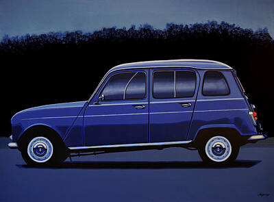 Auto Oldtimer Deko Bilder auf Leinwand Wandbild Abstrakt 1772A 1969 Renault 4 