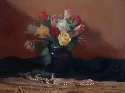  Painting - Roses and Pearls by Walter Lynn Mosley