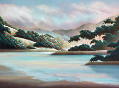 Painting - Sunset Lagoon by Charle Hazlehurst
