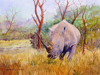  Painting - White Rhino by Dennis Clark