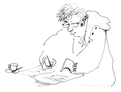  Drawing -  Crossword and coffee by Annabel Andrews