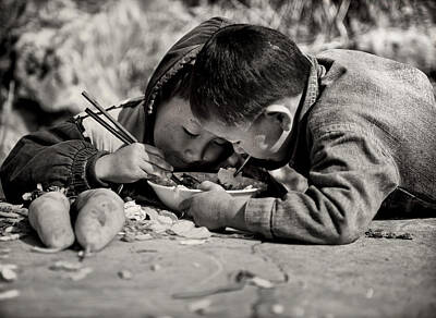 Chinese Man Smoking A Water Pipe. Metal Print by Tony Camacho