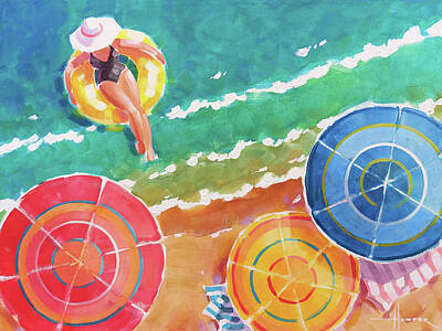  Painting - Beach Umbrellas by Larry Hunter