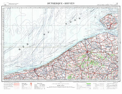 Photograph - Dunkirk France Map 1898 by Pete Klinger