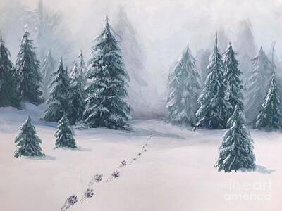  Painting - Footprints in the Snow by Pam Fries