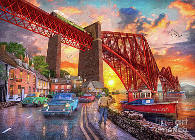 Digital Art - Forth Bridge Sunset by MGL Meiklejohn Graphics Licensing