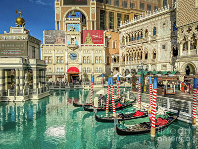  Photograph - Gondolas at The Venetian in Las Vegas by Bryan Mullennix