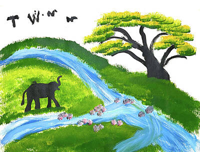  Painting - Tanwa - Rivers - Genuine Elephant Painting by Funky Art