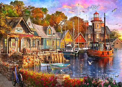  Digital Art - The Harbour Evening by MGL Meiklejohn Graphics Licensing