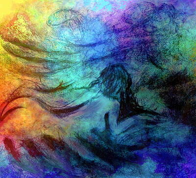 Angel Mermaids Ocean Drawings Art Prints