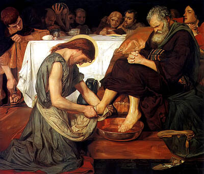 Christ Washing Peters Feet Art