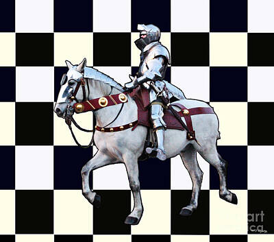  Photograph - Knight on white horse with Chess board by Tom Conway