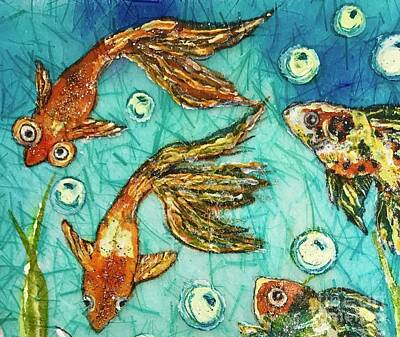  Painting - Goldfish Three by Jannett Prusik