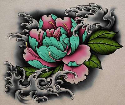 Matching Japanese Tattoo inspired wall a 