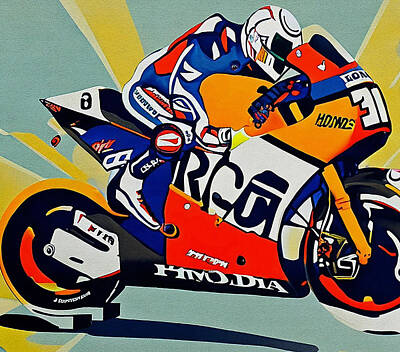 Repsol Honda, Red Bull, Motorcycle Racer T-Shirt by Thomas Pollart