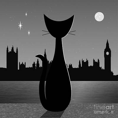 Black Cat Clock Art