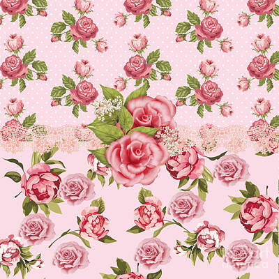 Vintage Style Shabby Roses Art Prints