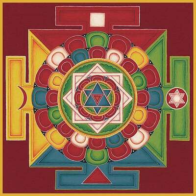  Painting - Mandala of the 5 Elements Earth-Water-Fire-Air-Space by Carmen Mensink
