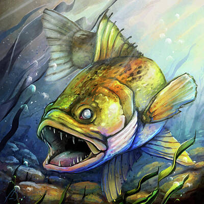  Digital Art - Minnesota Walleye Fish by Cass Womack