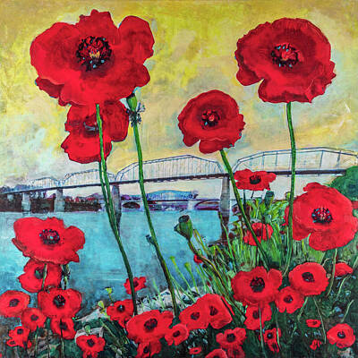  Mixed Media - Poppies Along the Riverfront by Steven Llorca
