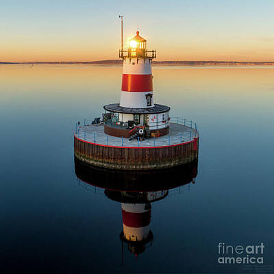  Photograph - Borden Flats Lighthouse, Fall River, MA by Petr Hejl Photoflight Aerial Media