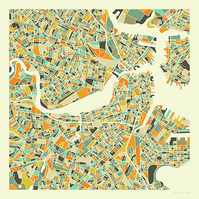 Boston Map Digital Art