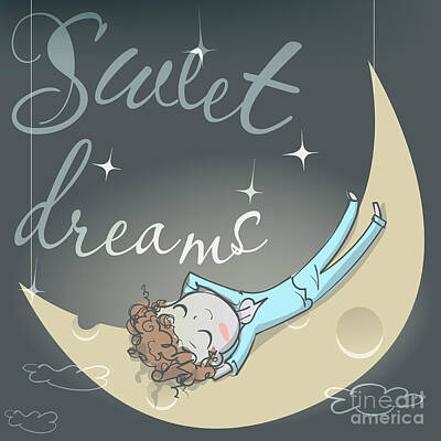 Designs Similar to Cute Sleeping Girl On The Moon
