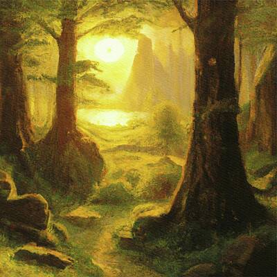 Lothlorien Elven forest - Lord of the Rings handmade oil painting