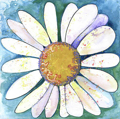  Painting - Blue Green Daisy by Michele Fritz