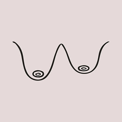 Hello boobies .. Line art nude funny posters, boobs printable wall art,  feminist boobs pattern Beach Towel by Mounir Khalfouf - Fine Art America