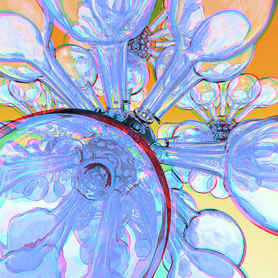  Digital Art - Flasks Abstract 3D Anaglyph by Peter J Sucy