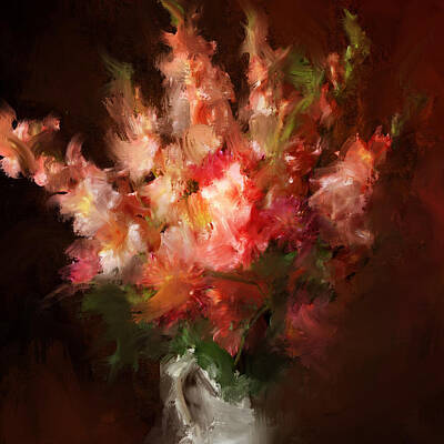  Painting - Flowers No5 - Gladiolus by Peter Farago