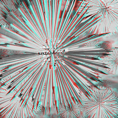  Digital Art - Pencil Urchins 3D Anaglyph by Peter J Sucy