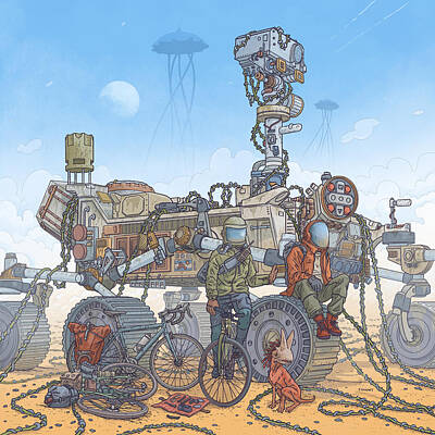  Digital Art - Rover Ruins Ride - w/ Helmets by EvanArt - Evan Miller