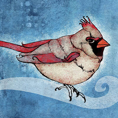 Female Cardinal Mixed Media