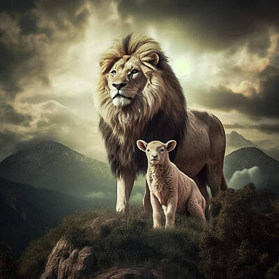 Lion and Lamb  Lion and lamb Prophetic art Jesus art